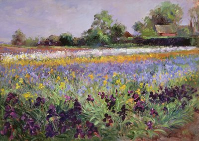 Iris Field and Two Cottages by Timothy Easton